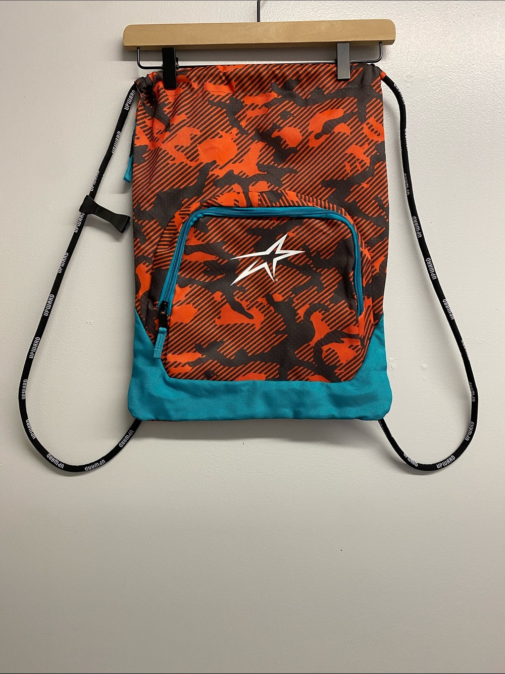 Unbranded Orange Camo & Teal Drawstring Backpack